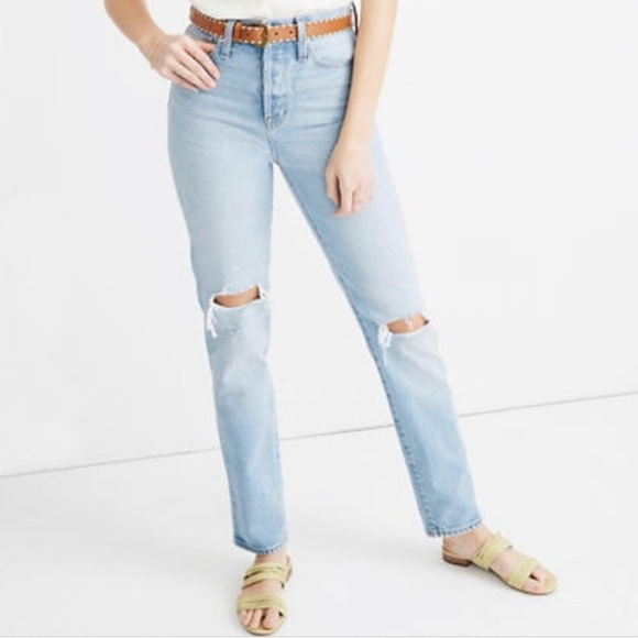 Madewell Classic Jean Straight Leg with Rips - Picture 1 of 10